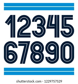 Set of vector numbers made with white lines, can be used for logo creation in public relations business.