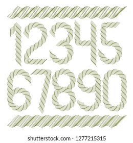 Set of vector numerals created using guilloche pattern, microprint elegant tracery. For use as bank notes or bonds design.