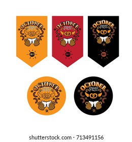 A set of vector objects for beer festival October fest, the national authentic iconic symbols of the holiday