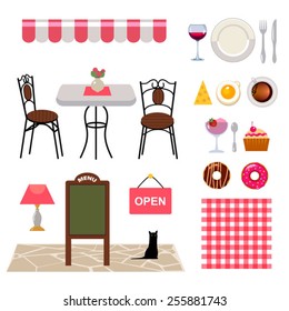 set of vector objects for cafe business