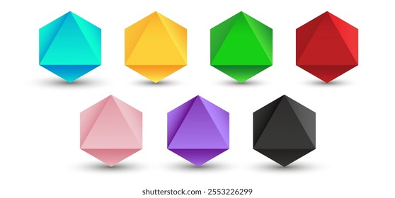 Conjunto de vetor octahedrons ilustração em um fundo branco com um gradiente para jogos, ícones, projetos de embalagem, logotipo, móvel, ui, web. Sólido platônico.