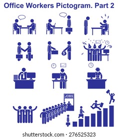 Set vector office workers pictograms. Business icons and symbols of people