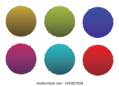 Set of vector oil painting texture. Circles.