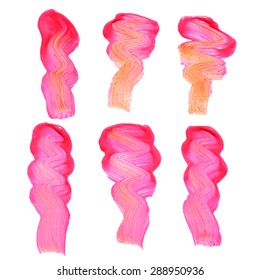 Set of vector oil painting texture stains isolated on white. Make up, wedding colors.