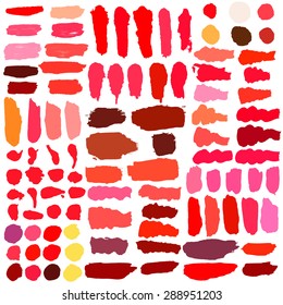 Set of vector oil painting texture stains isolated on white. Make up, wedding colors.