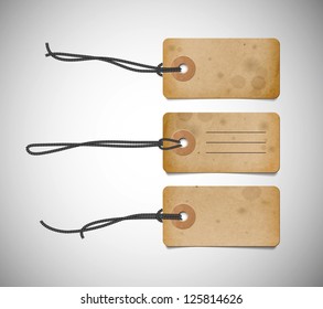 A set of vector old cardboard paper rusty textured price tags