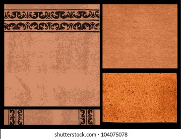 Set of vector old grunge papers on a black background