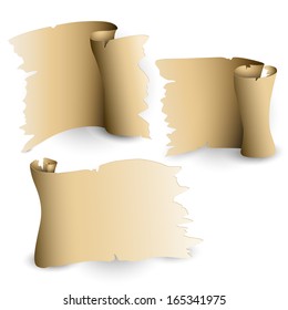 Set of the vector old paper sheets