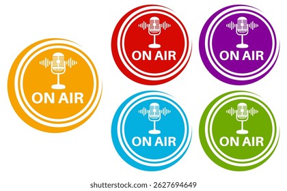 set vector on air icon. live Broadcast studio template banner design vector illustration