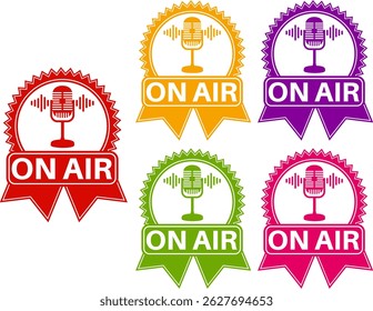 set vector on air icon. live Broadcast studio template banner design vector illustration