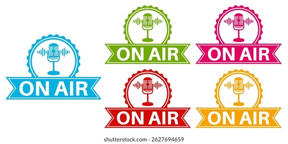 set vector on air icon. live Broadcast studio template banner design vector illustration