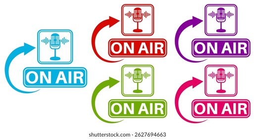 set vector on air icon. live Broadcast studio template banner design vector illustration