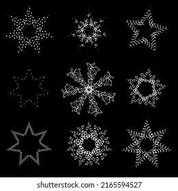 set of vector openwork stars with ornament