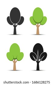 Set of vector options tree icons. Flat simple design for decoration of the theme of nature and a healthy lifestyle.