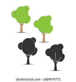 Set of vector options tree icons. Flat simple design for decoration of the theme of nature and a healthy lifestyle.
