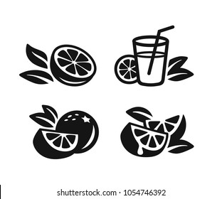 Set of vector Orange fruit icons, emblems desing