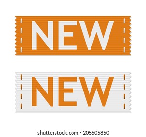 set of vector orange new signs on piece of textile