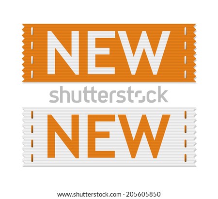 set of vector orange new signs on piece of textile