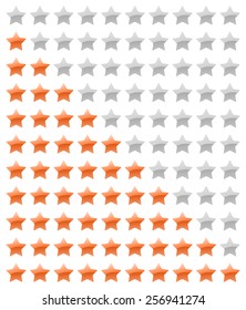 set of vector orange rating stars on the white background