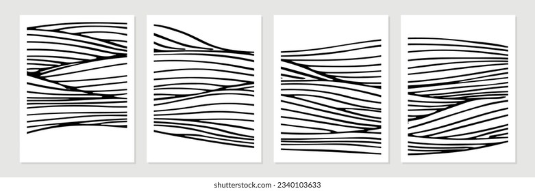 Conjunto de formas abstractas de vector minimalistas en negro sobre fondo blanco.
Ilustraciones o afiches de estilo contemporáneo.