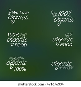 Set of Vector Organic Logo and Tags. Handwriting Lettering