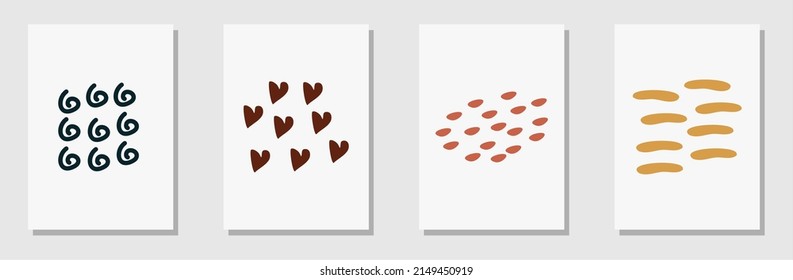 Set vector organic shape wall art vector set. Earth tone color background drawing with abstract shape. Abstract organic shape Art design for wall framed prints, canvas prints, poster, home decor.