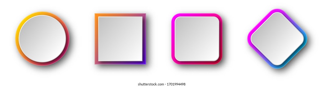 Set of vector origami banners with shadow.