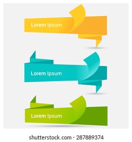 Set of vector origami ribbon banners for websites or business design