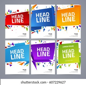 Set of vector origami signs . Geometrical cover design. Vector illustration.