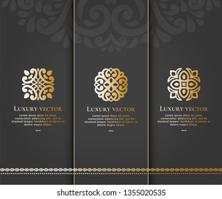 Set of vector ornament logo design template. Luxury vintage elements. Can be used as monogram and emblem. Great for wallpaper or background decoration.