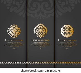 Set of vector ornament logo design template. Luxury vintage elements. Can be used as monogram and emblem. Great for wallpaper or background decoration.