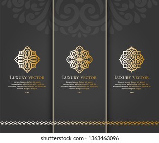 Set of vector ornament logo design template. Luxury vintage elements. Can be used as monogram and emblem. Great for wallpaper or background decoration.