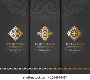 Set of vector ornament logo design template. Luxury vintage elements. Can be used as monogram and emblem. Great for wallpaper or background decoration.
