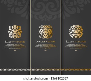 Set of vector ornament logo design template. Luxury vintage elements. Can be used as monogram and emblem. Great for wallpaper or background decoration.