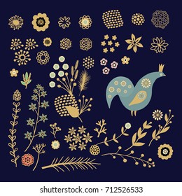 Set of vector ornamental decorative elements on dark background
