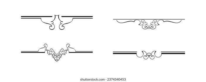 Set vector ornamental elements collection on black colour