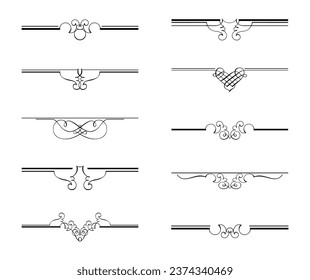 Set vector ornamental elements collection on black colour