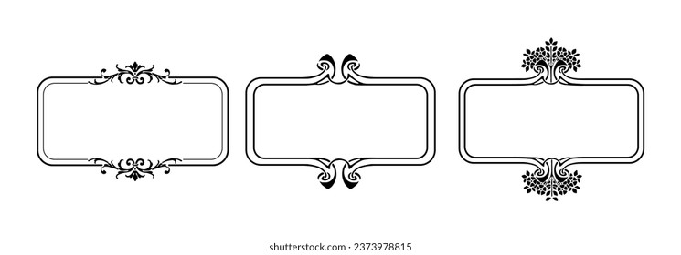 Set vector ornamental frames collection