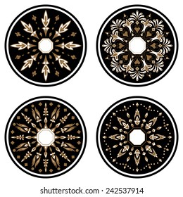 Set of vector ornamental round lace with damask and arabesque elements. Mehndi style. Orient traditional ornament.