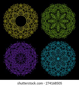 Set of vector ornamental round lace pattern