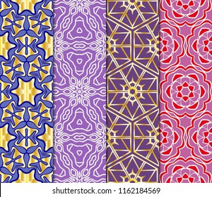 Set of Vector Ornamental Seamless Line Pattern. Endless Texture. Geometric Ornament. For the interior design, printing, web and textile.