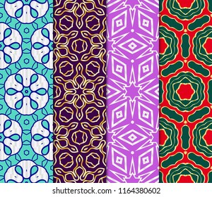 Set of Vector Ornamental Seamless Line Pattern. Endless Texture. Geometric Ornament. For the interior design, printing, web and textile.