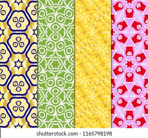 Set of Vector Ornamental Seamless Line Pattern. Endless Texture. Geometric Ornament. For the interior design, printing, web and textile.