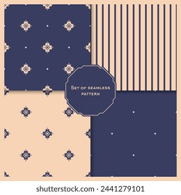 Set of vector ornamental seamless pattern. Background and wallpaper in classic style. Vector illustration can be used for backgrounds, motifs, textile, wallpapers, fabrics, gift wrapping, templates.