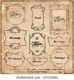 Set of vector ornate frames with sample text. 