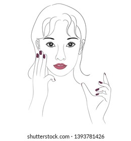 set of vector outline female face-1
