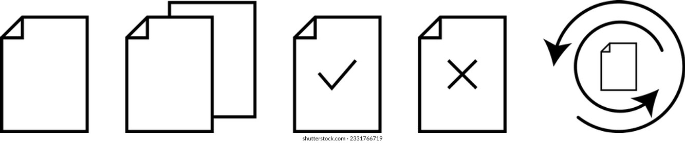Set of vector outline file management icons, document pictograms. Vector ilustration.