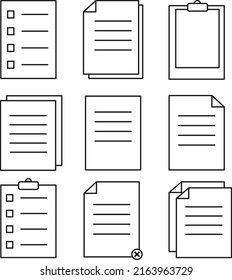Set of vector outline files, document pictograms. File icons.