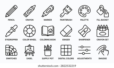 Set vector outline icons