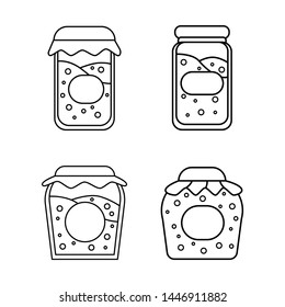 set of vector outline jars isolated on white background.  illustration for design and web